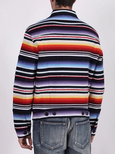 Shop Alanui Striped Multicolored Cashmere Jacket