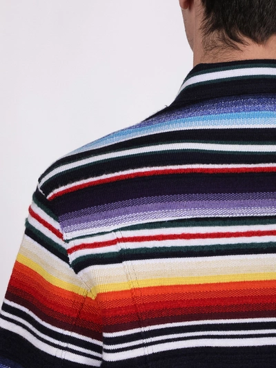 Shop Alanui Striped Multicolored Cashmere Jacket