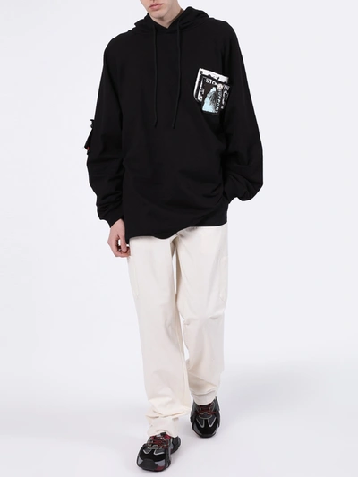 Shop Raf Simons Patches And Pins Logo Hoodie In Black