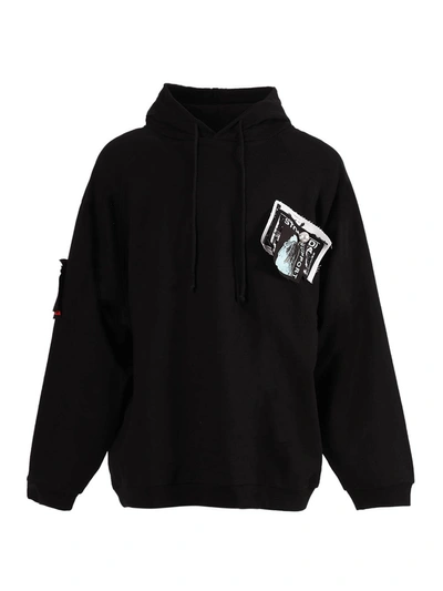 Shop Raf Simons Patches And Pins Logo Hoodie In Black