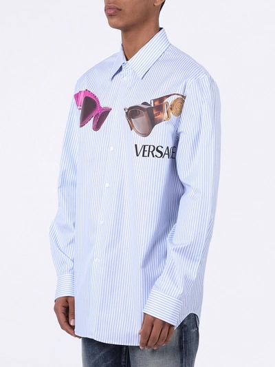 Shop Versace Striped Sunglasses Print Shirt