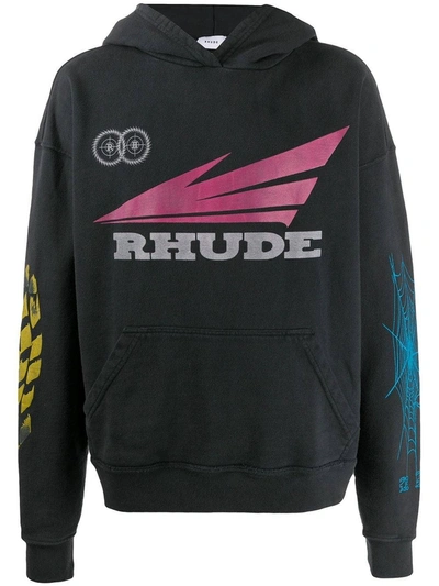Shop Rhude Rhonda 2 Decal Hoodie In Black