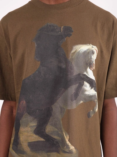 Shop Acne Studios Horse Print Crew-neck T-shirt In Green