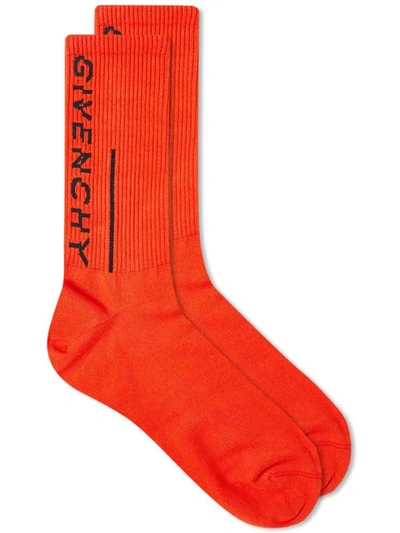 Shop Givenchy Split Logo Socks In Red