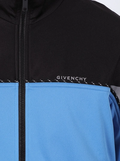 Shop Givenchy Black & Blue Color Block Track Jacket