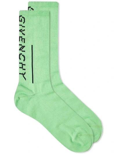 Shop Givenchy Split Logo Socks In Green