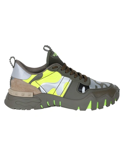 Shop Valentino Camo Rock Runner Sneakers Yellow