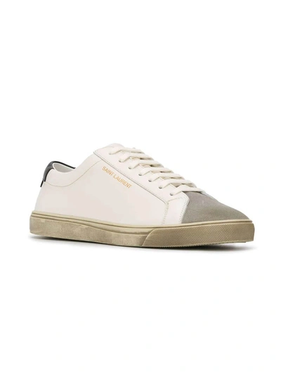 Shop Saint Laurent Andy Distressed Low-top Sneakers White