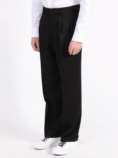 Shop Ami Alexandre Mattiussi Pleated Wide Leg Pants In Black