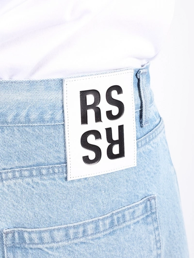 Shop Raf Simons Layered Distressed Denim Jeans In Blue