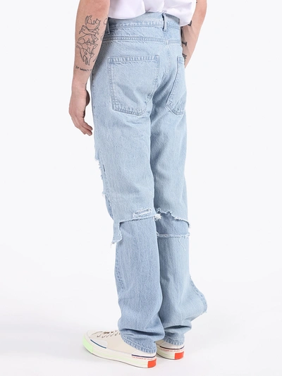 Shop Raf Simons Layered Distressed Denim Jeans In Blue