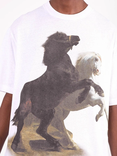 Shop Acne Studios Horse Print Crew-neck T-shirt Optic White