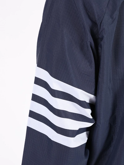 Shop Thom Browne Striped Windbreaker Jacket Navy