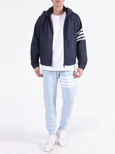 Shop Thom Browne Striped Windbreaker Jacket Navy