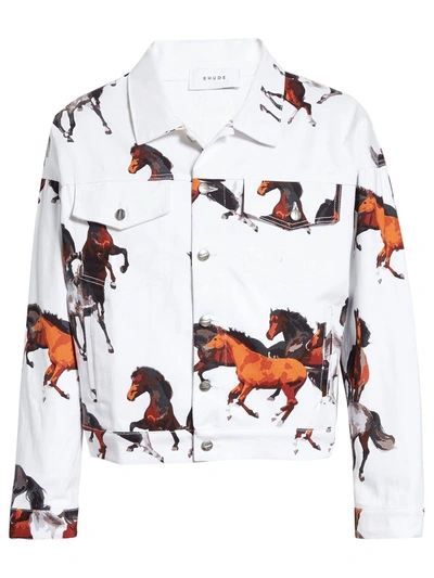 Shop Rhude Horse Print Denim Jacket