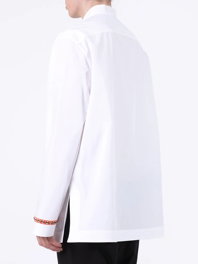 Shop Valentino White Embroidered Long-sleeve Shirt