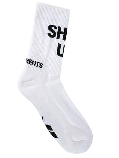 Shop Vetements Shut Up Socks In White