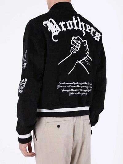 Shop Amiri Brothers Varsity Jacket In Black