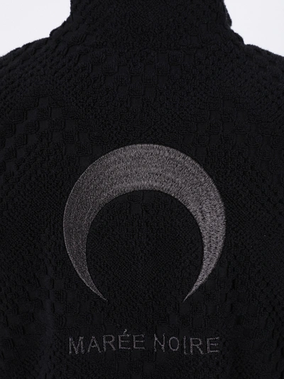 Shop Marine Serre Frayed Terry Jacquard Sweater Black