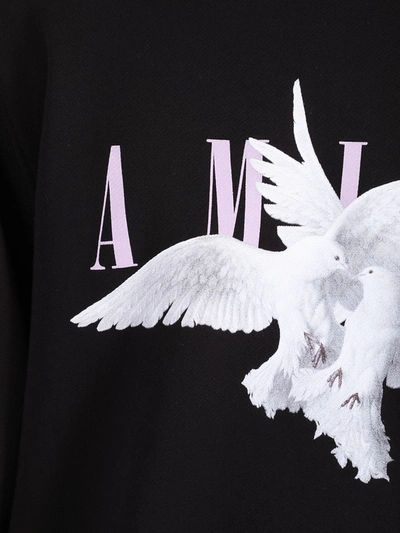 Shop Amiri Dove Print Crewneck Sweater In Black