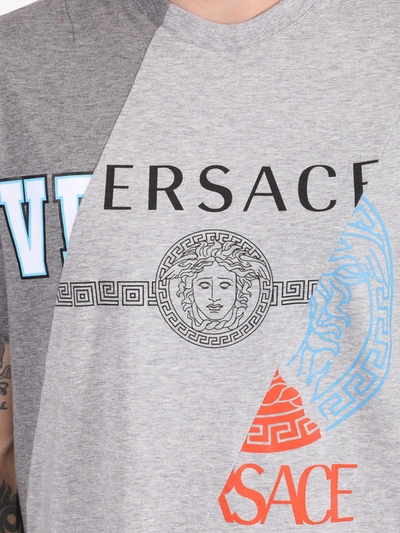 Shop Versace Grey Distorted Logo T-shirt