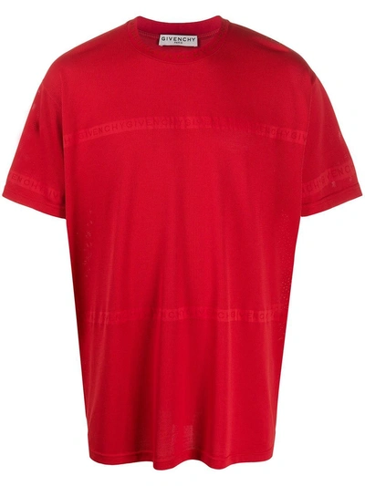 Shop Givenchy Over-sized Tonal Logo T-shirt Red