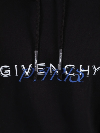 Shop Givenchy Paris Logo Drawstring Hoodie In Black