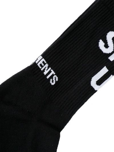 Shop Vetements Shut Up Socks In Black
