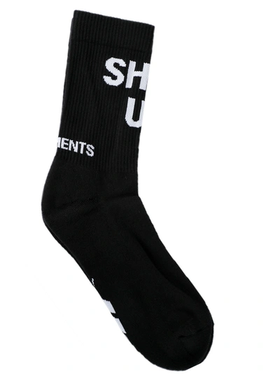 Shop Vetements Shut Up Socks In Black