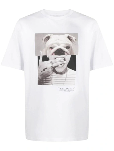 Shop Neil Barrett Bulldog Graphic T-shirt In White