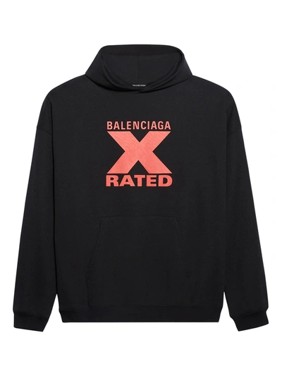 Shop Balenciaga X Rated Over-sized Logo Hoodie In Black