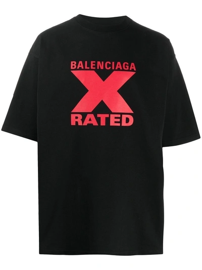 Shop Balenciaga Large Fit X Rated Shirt Black And Red