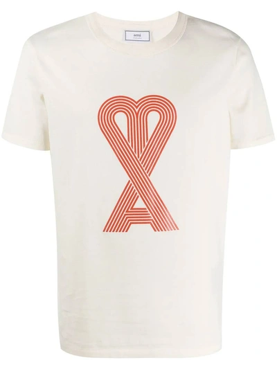 Shop Ami Alexandre Mattiussi Linear Logo T-shirt In White