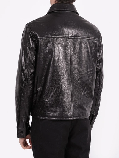 Shop Ami Alexandre Mattiussi Black Zipped Leather Jacket