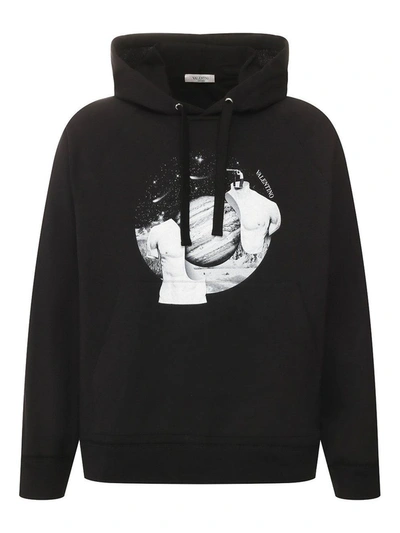 Shop Valentino Black And White Soul Planets Hoodie