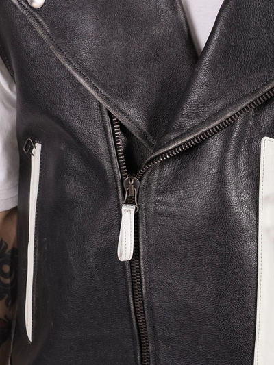 Shop Raf Simons Black And White Sleeveless Perfecto Vest Jacket