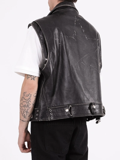 Shop Raf Simons Black And White Sleeveless Perfecto Vest Jacket