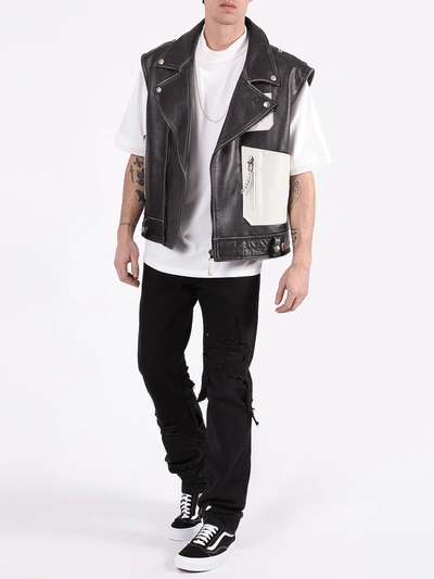 Shop Raf Simons Black And White Sleeveless Perfecto Vest Jacket