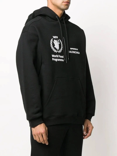 Shop Balenciaga World Food Programme Logo Hoodie In Black