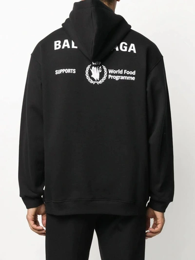 Shop Balenciaga World Food Programme Logo Hoodie In Black