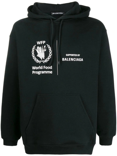 Shop Balenciaga World Food Programme Logo Hoodie In Black