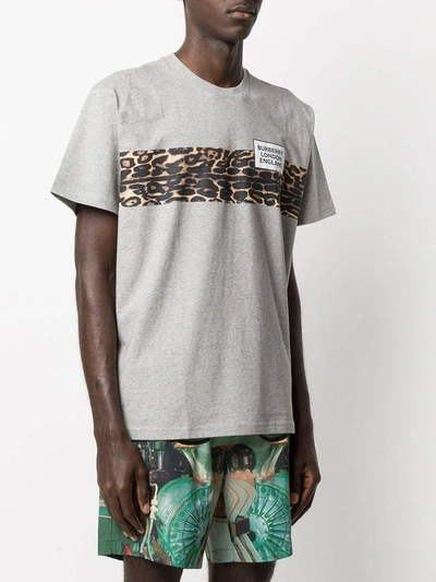Shop Burberry Grey Leopard Print T-shirt