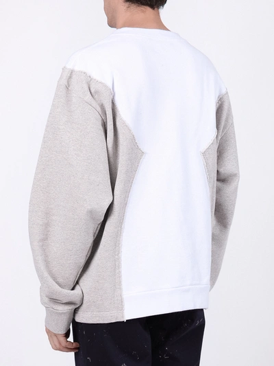 Shop Maison Margiela Deconstructed Paneled Logo Sweatshirt In Neutral