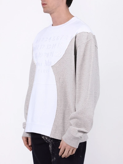 Shop Maison Margiela Deconstructed Paneled Logo Sweatshirt In Neutral