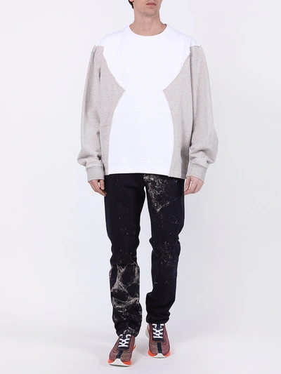 Shop Maison Margiela Deconstructed Paneled Logo Sweatshirt In Neutral