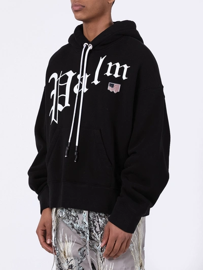 Shop Palm Angels Gothic Logo Hoodie In Black