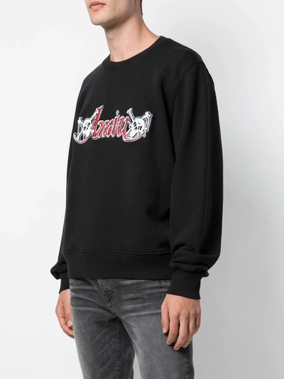 Shop Amiri Motley Crue Crew Neck Sweater In Black