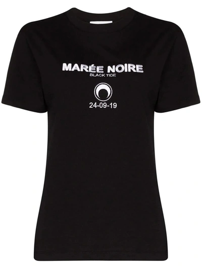 Shop Marine Serre Graphic Tide Logo T-shirt In Black