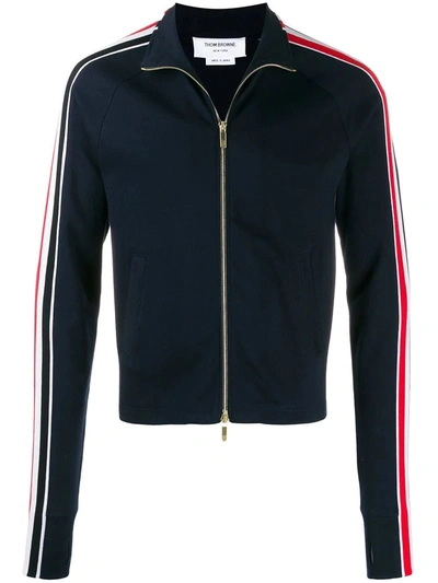 Shop Thom Browne Classic Stripe Track Jacket Navy