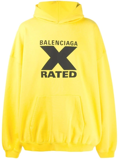 Balenciaga X Rated Over-sized Logo Hoodie Yellow/ Black In Gold | ModeSens